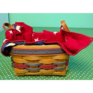 Longaberger 1993 All-Star Basket 14494 Protector Reversible Flag Liner Leather